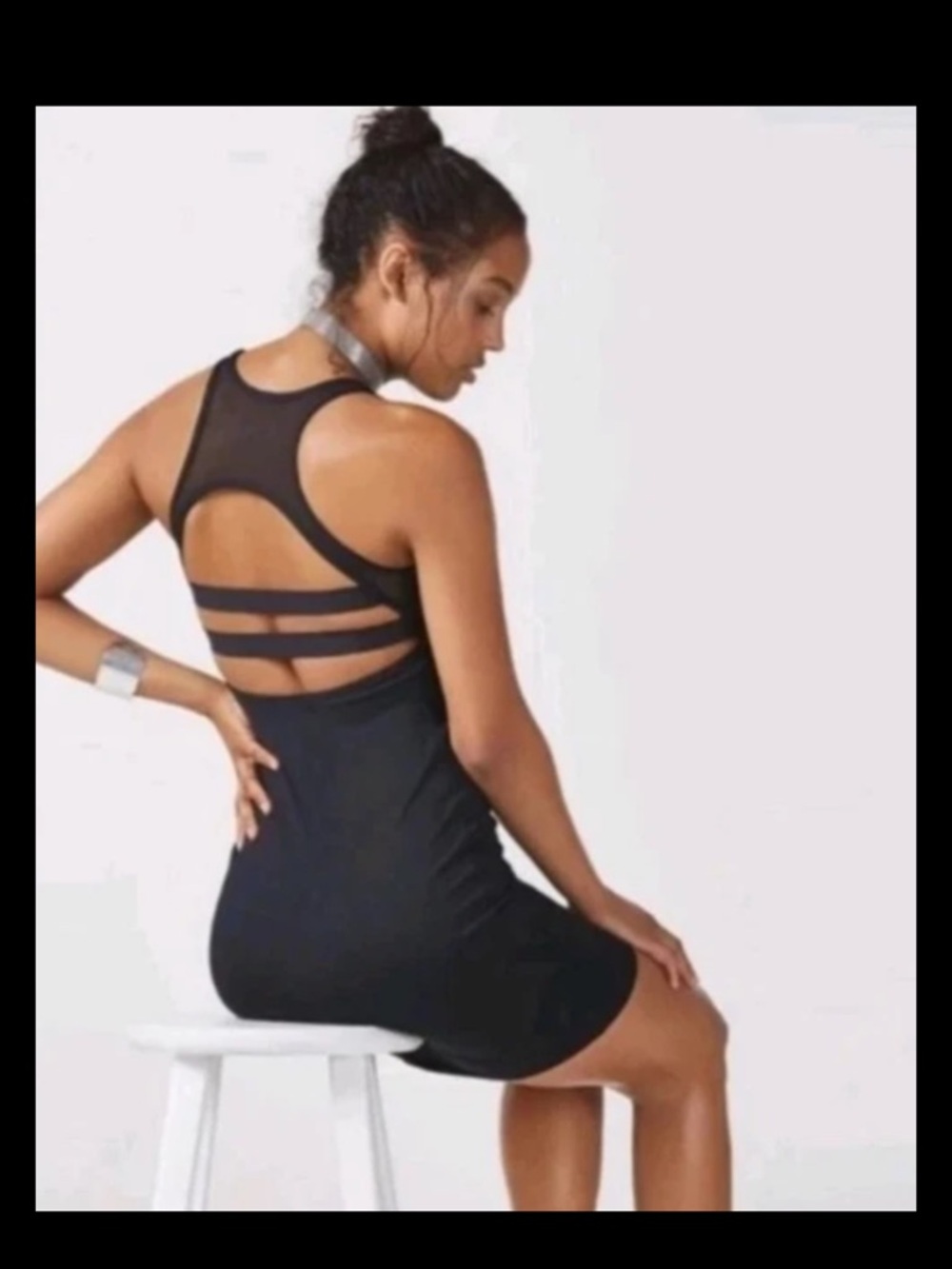 Fabletics Tropez Black Strappy Racerback Athletic Bodycon Mini Dress - Picture 2 of 5